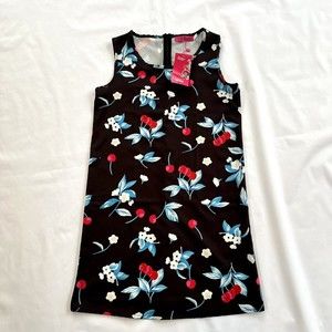 NWT Ruiyige Cherry Blossom Dress Y2K Small Black Lightweight Sleeveless Shift